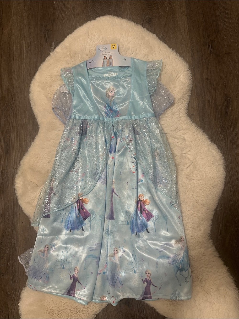 2 Disney Frozen Elsa Light Blue Sparkle Princess Gowns